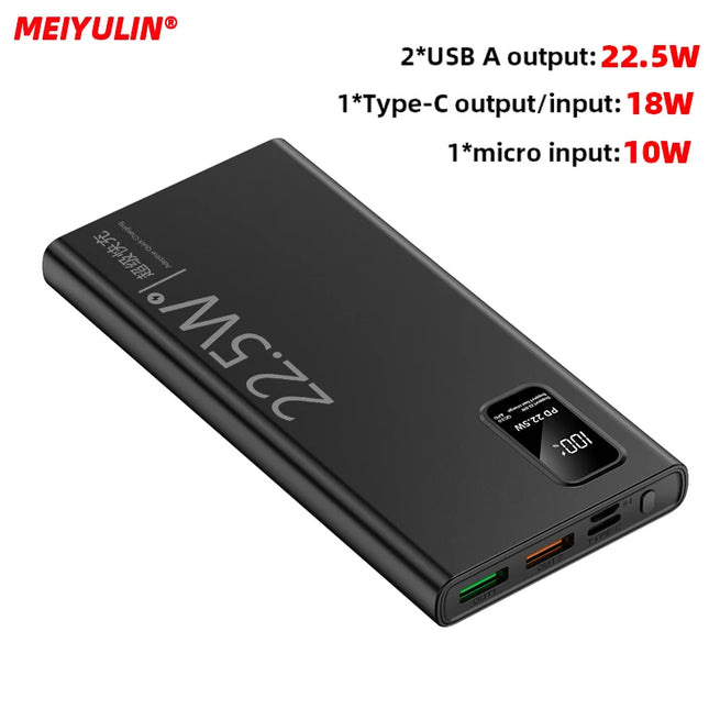 20000mAh Large Capacity Power Bank 22.5W USB C Fast Charger For iPhone Samsung Xiaomi